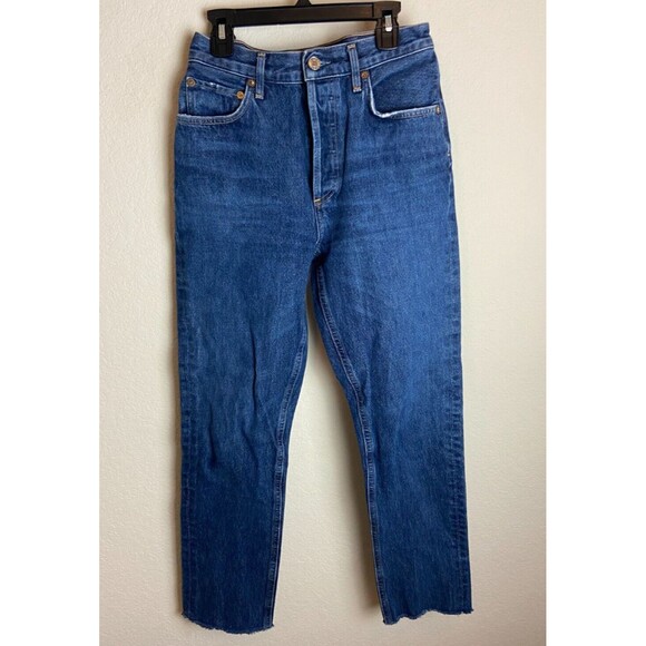 AGOLDE Denim - Agolde Womens Jeans Blue Size 25 Medium Wash Solid Button Mid Rise 5-Pocket